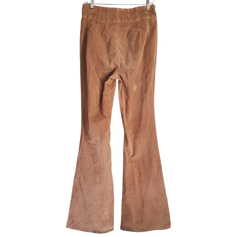 Free People Pants Jayde Women 29 Beige Corduroy Flare High Rise Boho‎ Festival